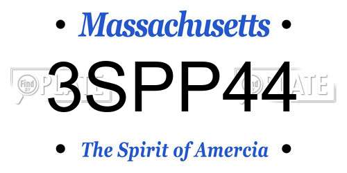 3SPP44 Massachusetts License Plate