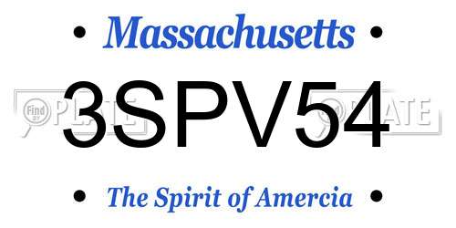 3SPV54 Massachusetts License Plate