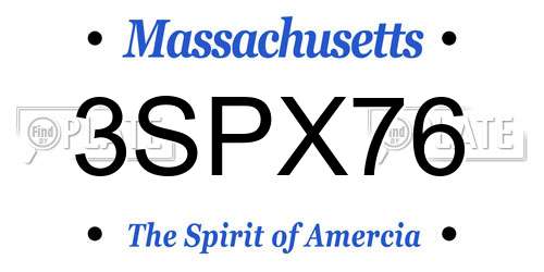 3SPX76 Massachusetts License Plate