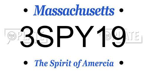 3SPY19 Massachusetts License Plate