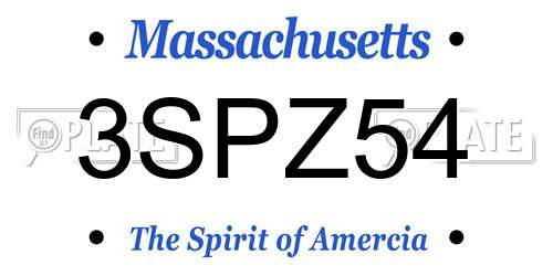 3SPZ54 Massachusetts License Plate