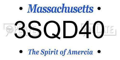 3SQD40 Massachusetts License Plate