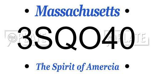 3SQO40 Massachusetts License Plate