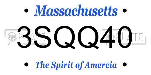 3SQQ40 Massachusetts License Plate