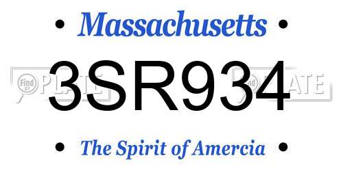 3SR934 Massachusetts License Plate