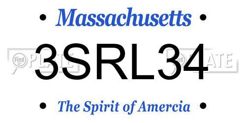 3SRL34 Massachusetts License Plate