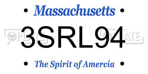 3SRL94 Massachusetts License Plate