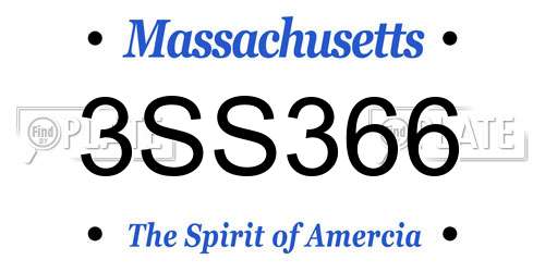 3SS366 Massachusetts License Plate