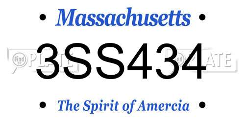 3SS434 Massachusetts License Plate