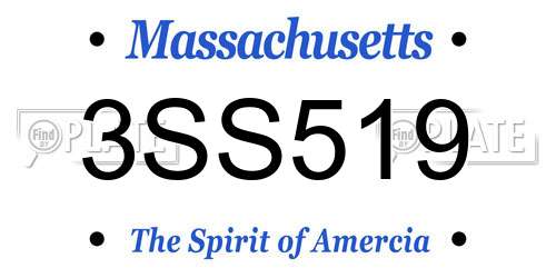 3SS519 Massachusetts License Plate