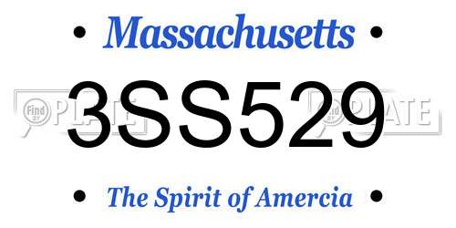 3SS529 Massachusetts License Plate