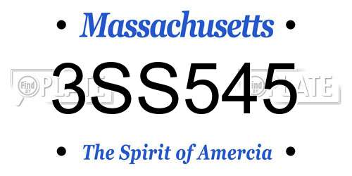 3SS545 Massachusetts License Plate