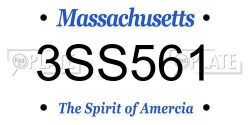 3SS561 Massachusetts License Plate