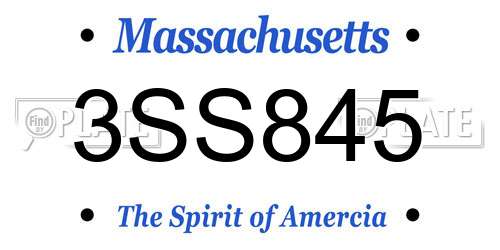 3SS845 Massachusetts License Plate