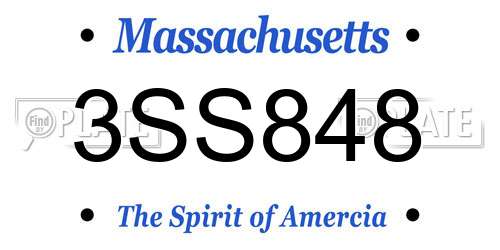3SS848 Massachusetts License Plate