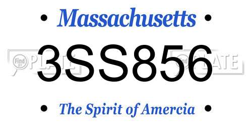 3SS856 Massachusetts License Plate