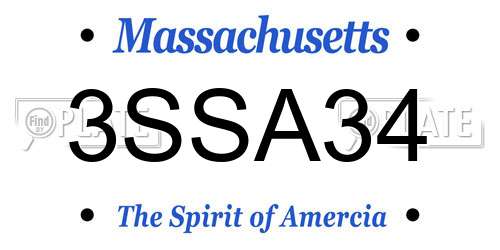 3SSA34 Massachusetts License Plate