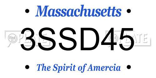 3SSD45 Massachusetts License Plate