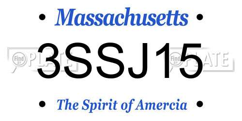 3SSJ15 Massachusetts License Plate