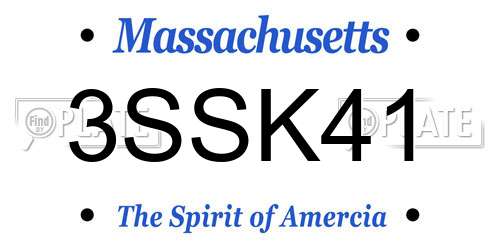 3SSK41 Massachusetts License Plate