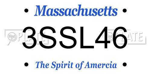 3SSL46 Massachusetts License Plate