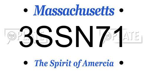 3SSN71 Massachusetts License Plate
