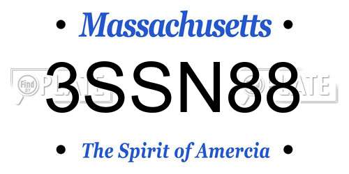 3SSN88 Massachusetts License Plate