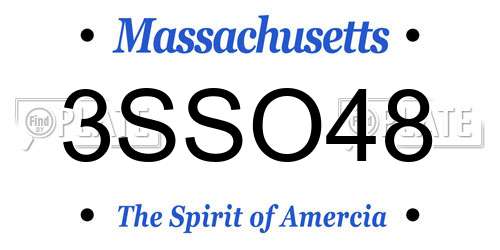 3SSO48 Massachusetts License Plate