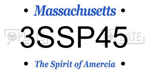 3SSP45 Massachusetts License Plate