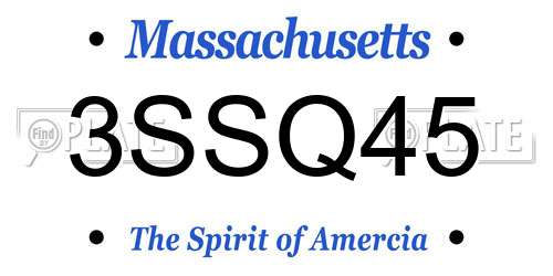3SSQ45 Massachusetts License Plate