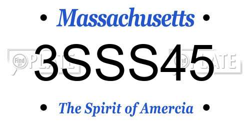 3SSS45 Massachusetts License Plate