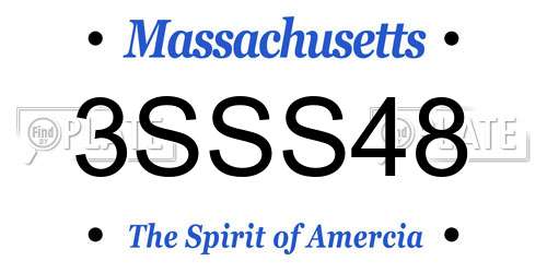 3SSS48 Massachusetts License Plate