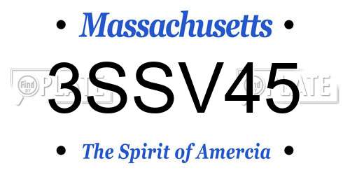 3SSV45 Massachusetts License Plate
