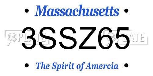 3SSZ65 Massachusetts License Plate