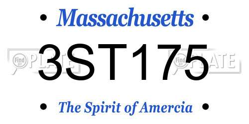 3ST175 Massachusetts License Plate