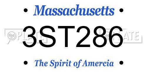 3ST286 Massachusetts License Plate