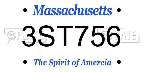3ST756 Massachusetts License Plate
