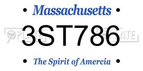 3ST786 Massachusetts License Plate