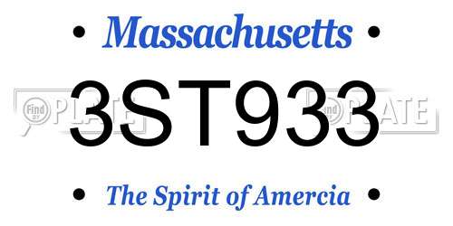 3ST933 Massachusetts License Plate