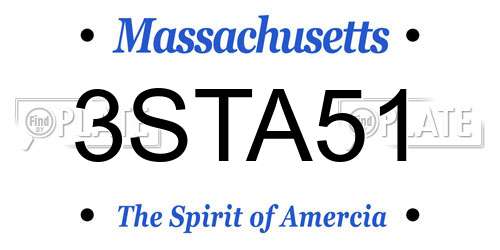 3STA51 Massachusetts License Plate