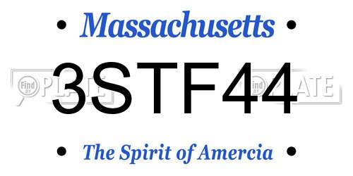 3STF44 Massachusetts License Plate