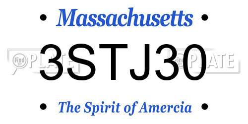 3STJ30 Massachusetts License Plate