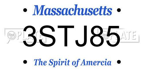 3STJ85 Massachusetts License Plate