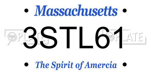 3STL61 Massachusetts License Plate