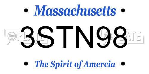 3STN98 Massachusetts License Plate