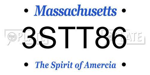 3STT86 Massachusetts License Plate