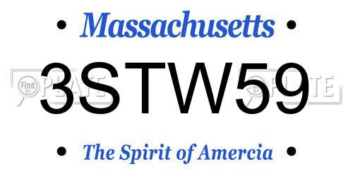 3STW59 Massachusetts License Plate