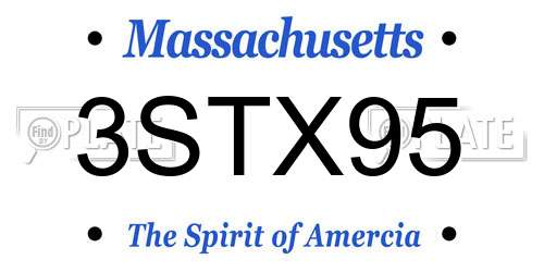 3STX95 Massachusetts License Plate
