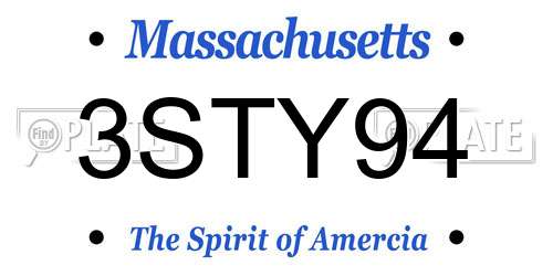 3STY94 Massachusetts License Plate