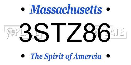 3STZ86 Massachusetts License Plate